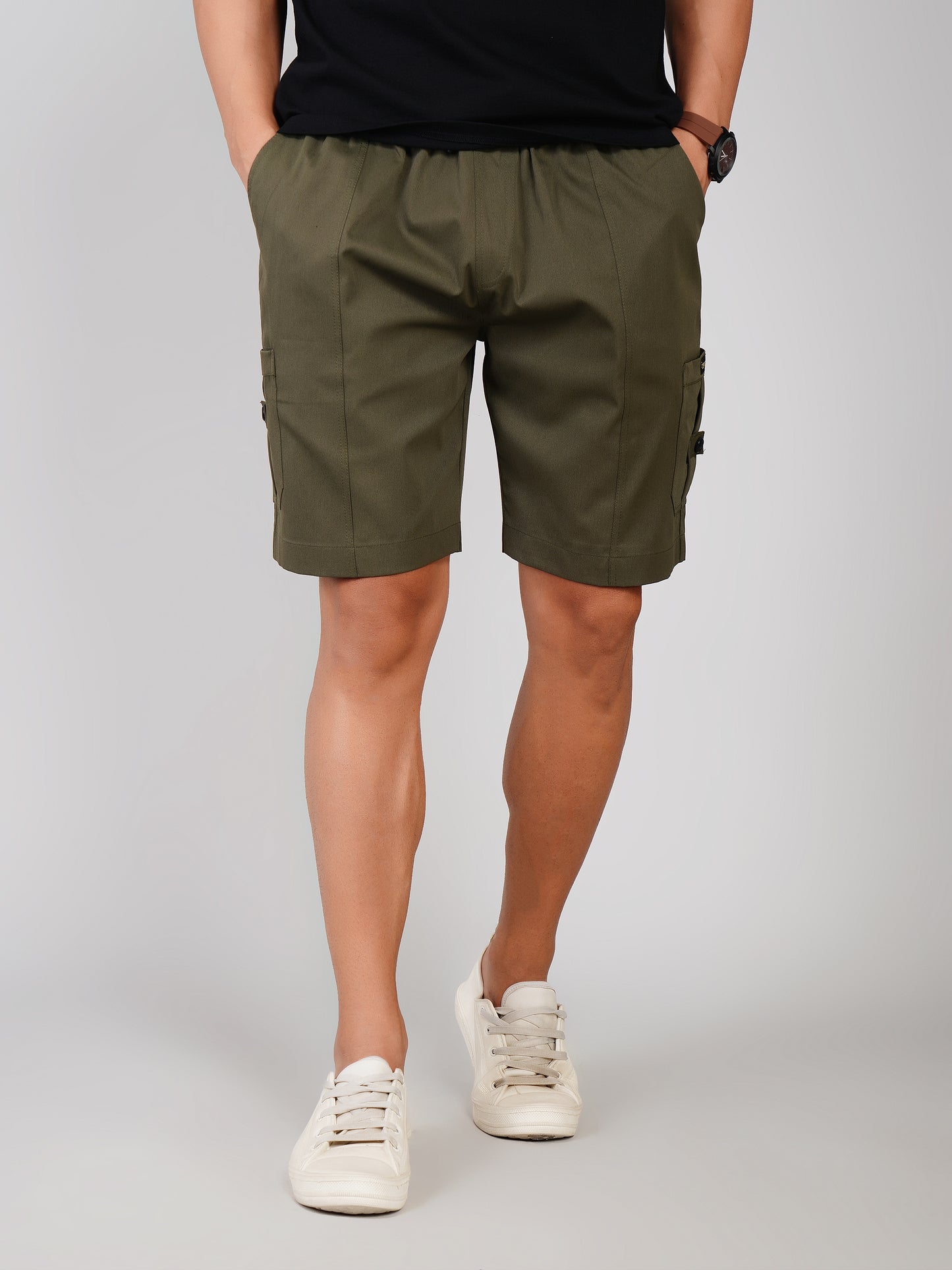 Olive Shorts Cargo- Cotton