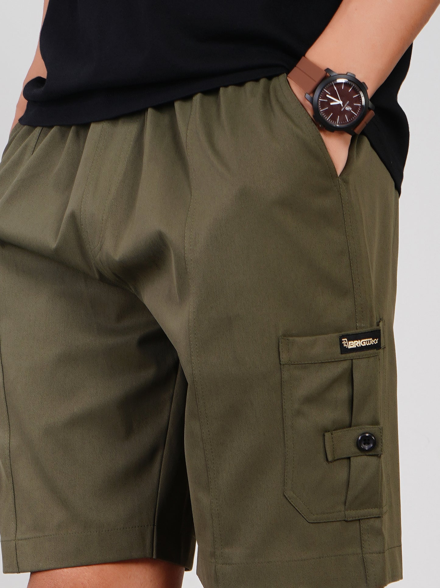 Olive Shorts Cargo- Cotton