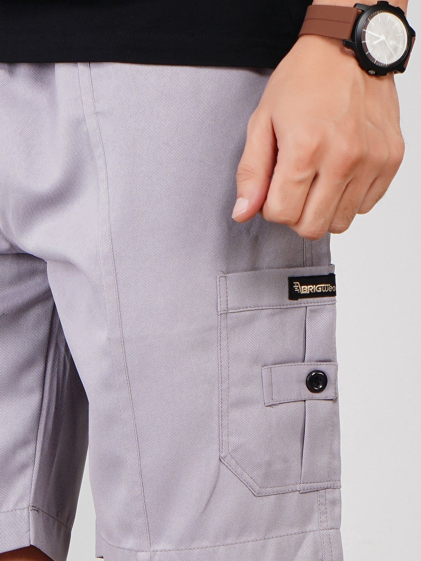 Light Grey Shorts Cargo-Cotton